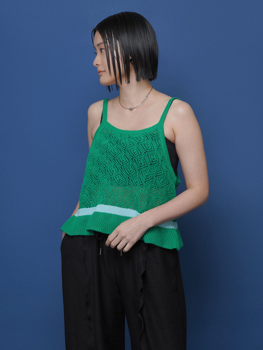CYAN TOKYO ラインピーコックニットキャミ　BLACK line peacock knit camisole – CYAN tokyo