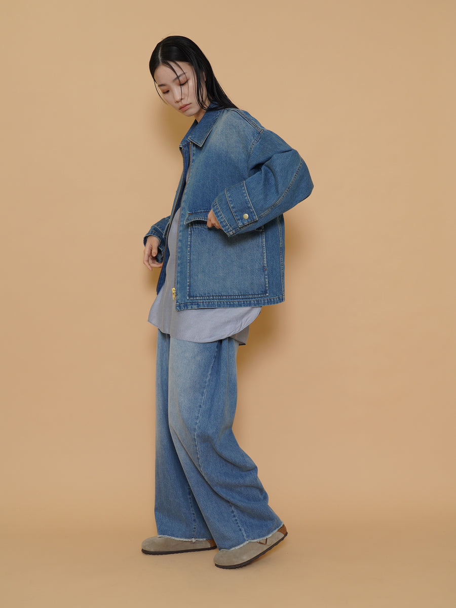 BIG pocket denim ZIP blouson – CYAN tokyo