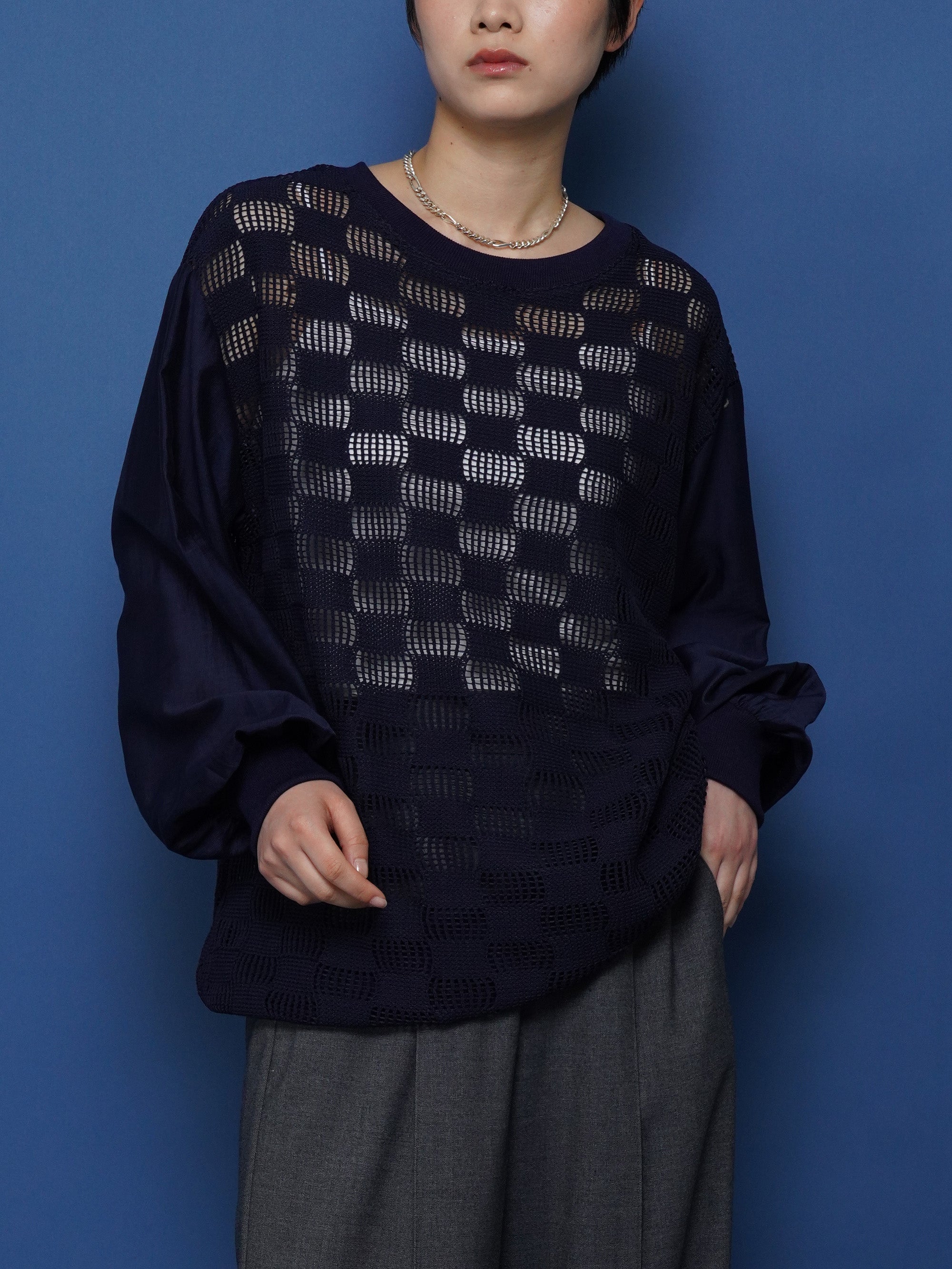 checkers mesh over blouse