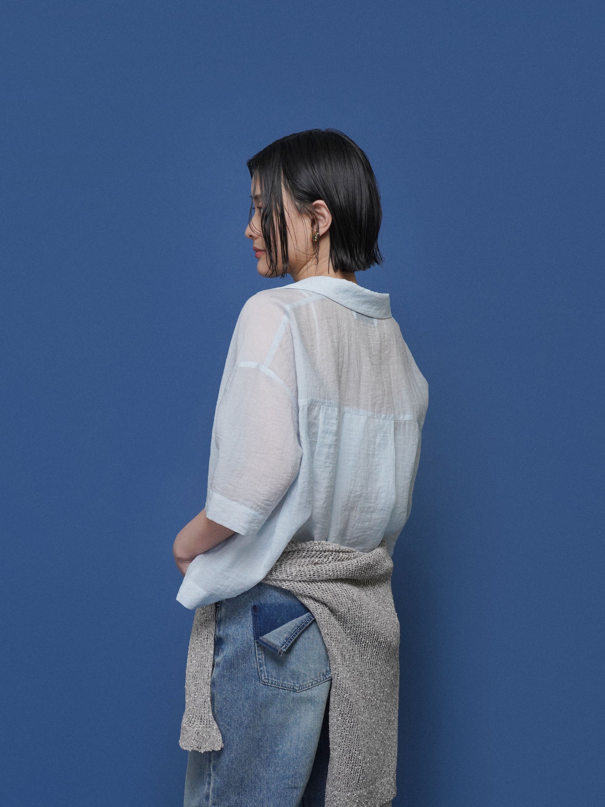 open collar sheer shirt – CYAN tokyo