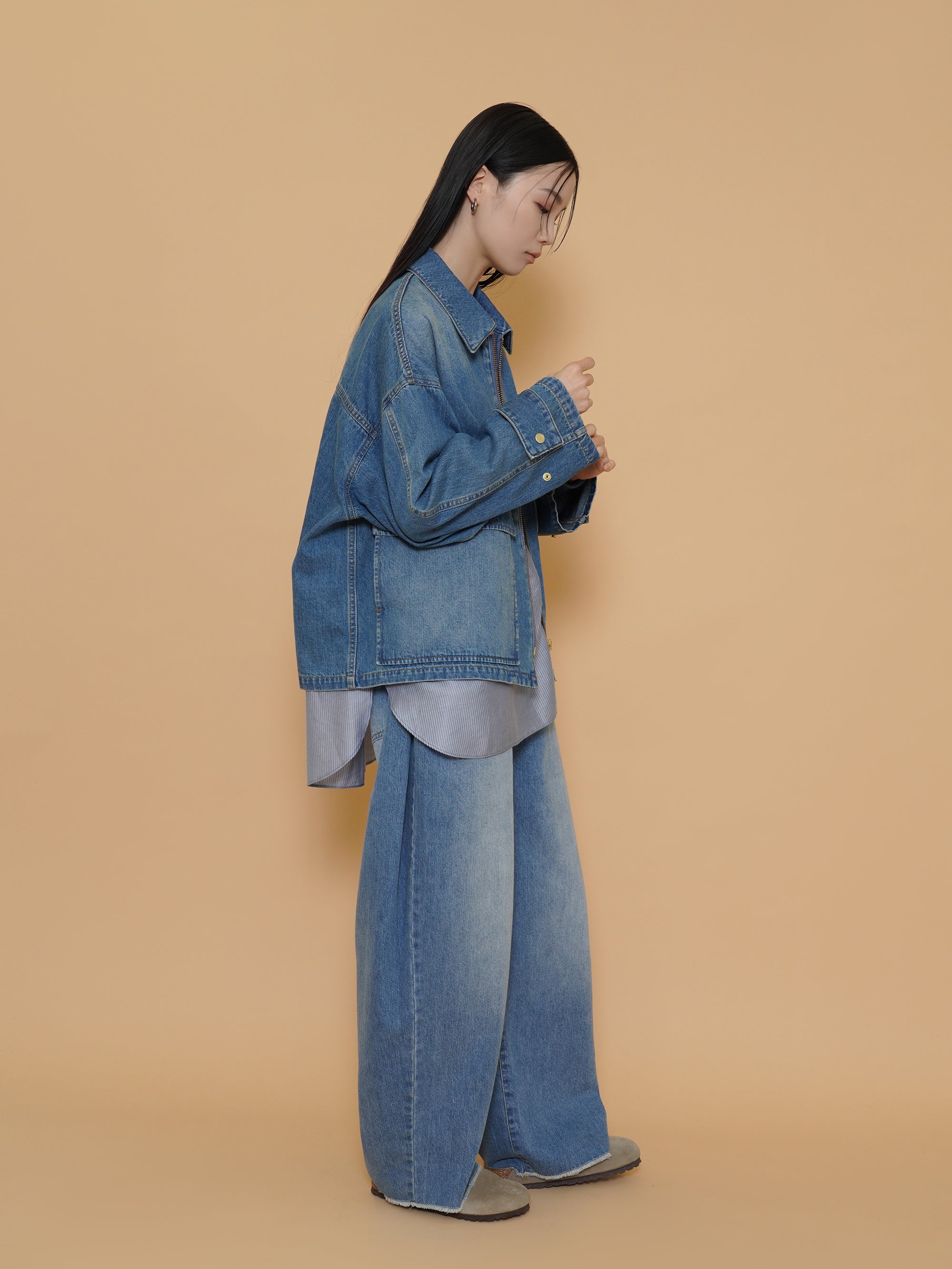 BIG pocket denim ZIP blouson – CYAN tokyo