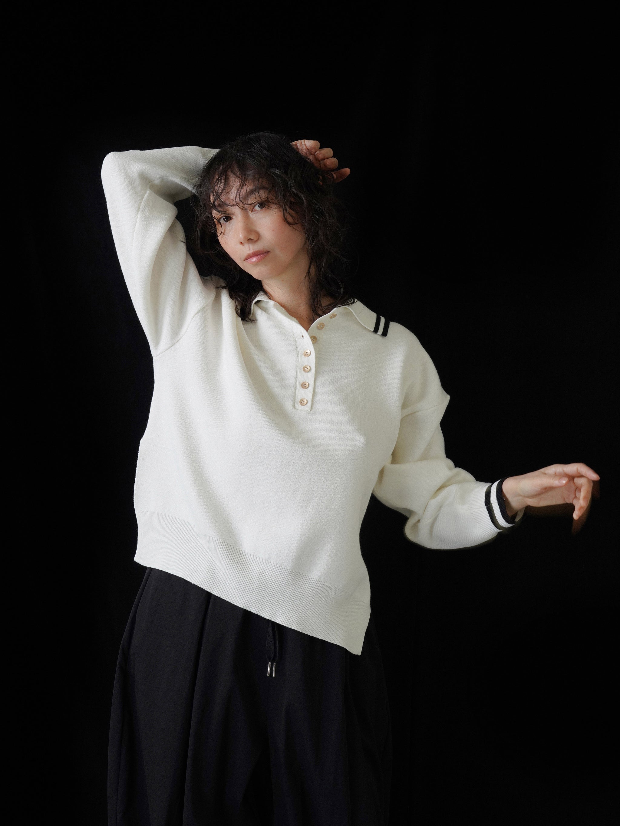 予約販売 》plating knit polo – CYAN tokyo