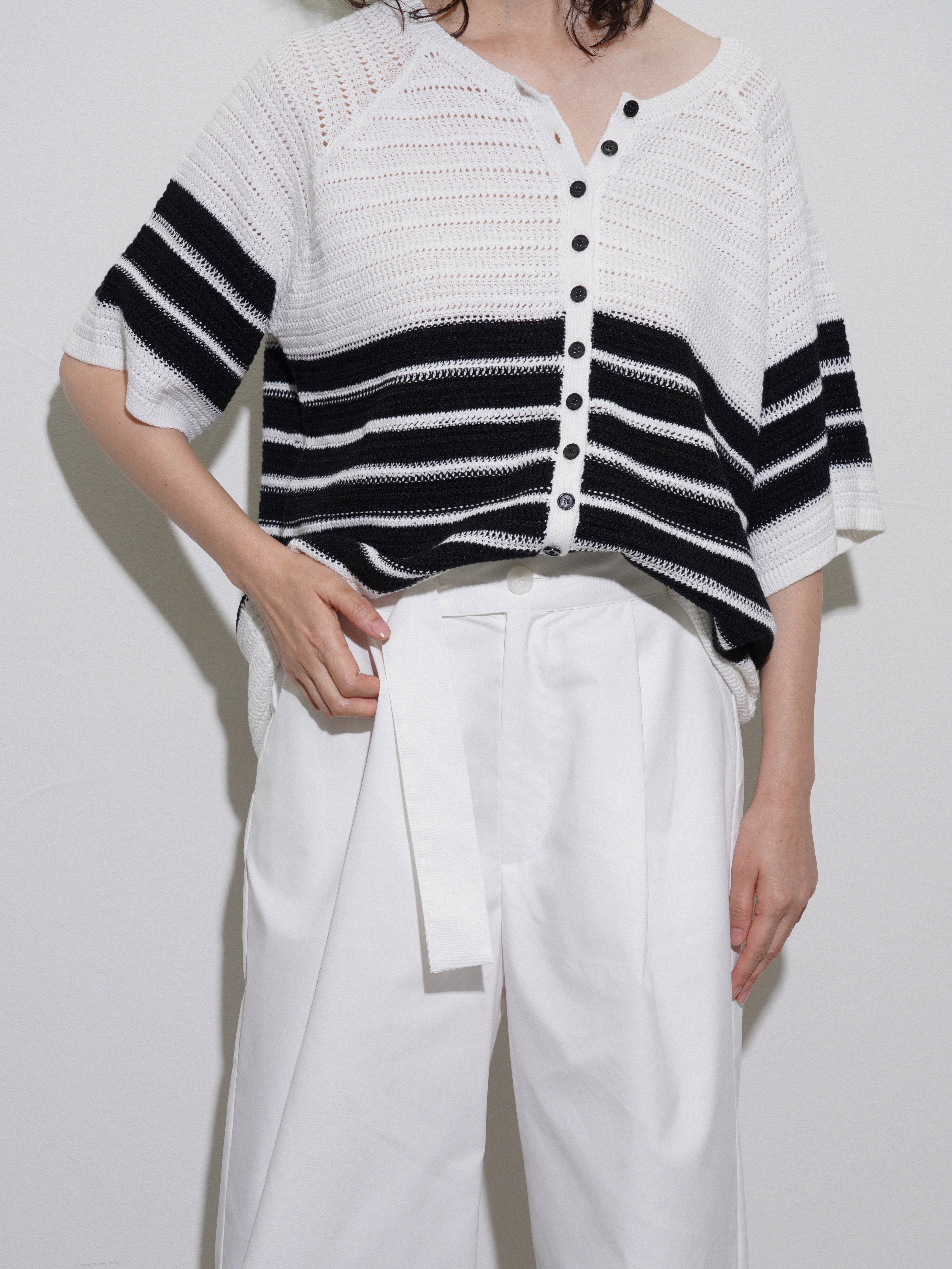 予約販売 》see-through border half sleeve cardigan – CYAN tokyo