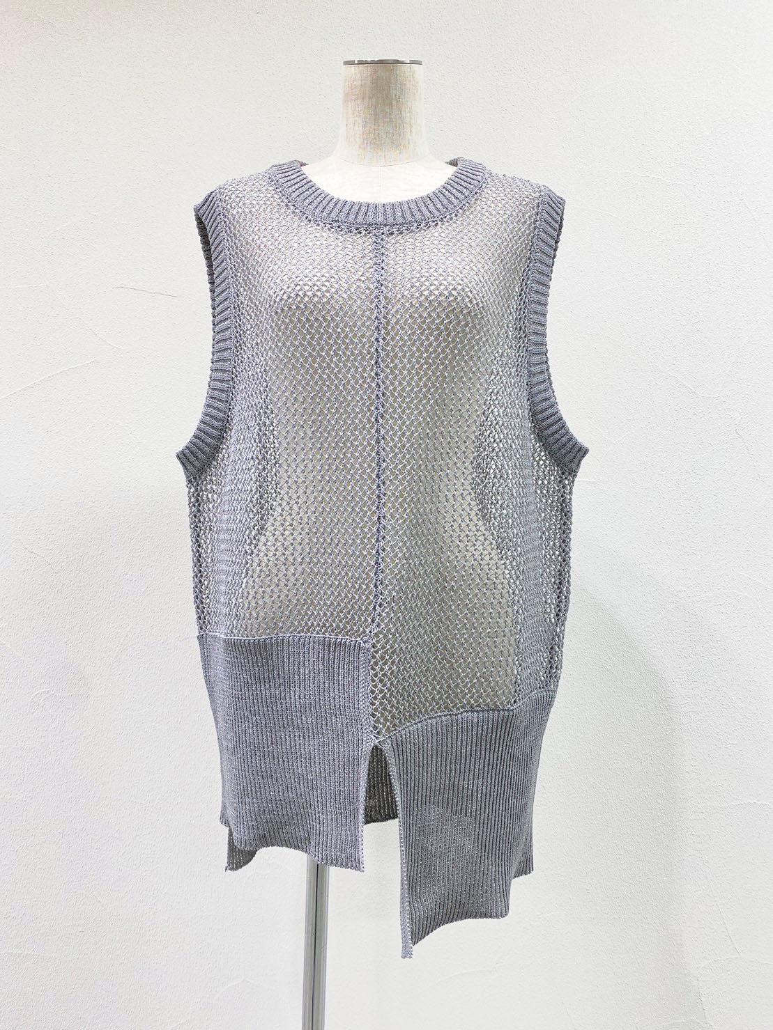 paper knit mesh vest