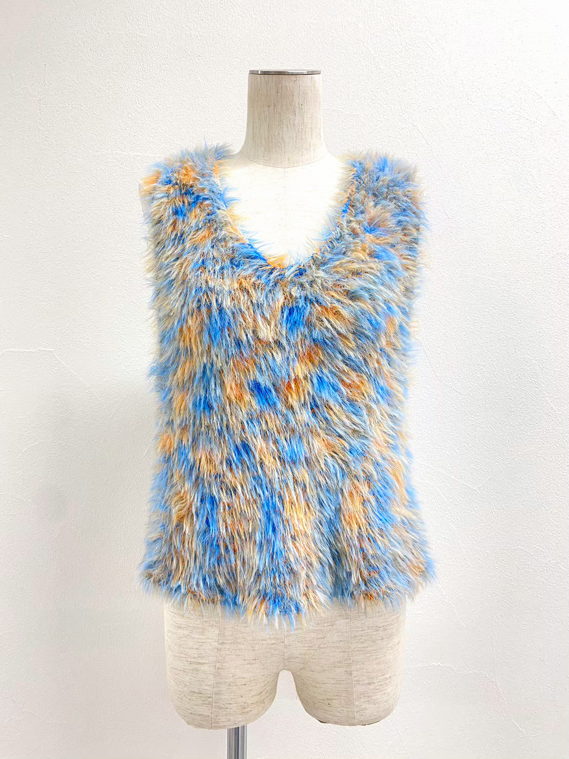 mix feather knit vest