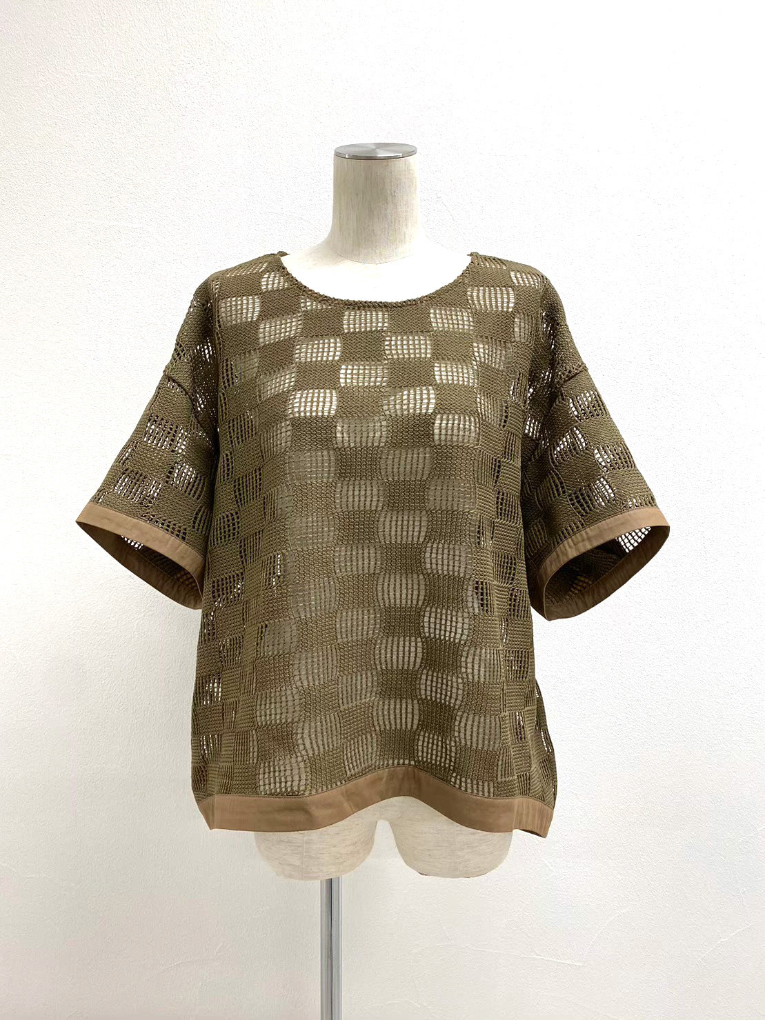 checkers mesh blouse