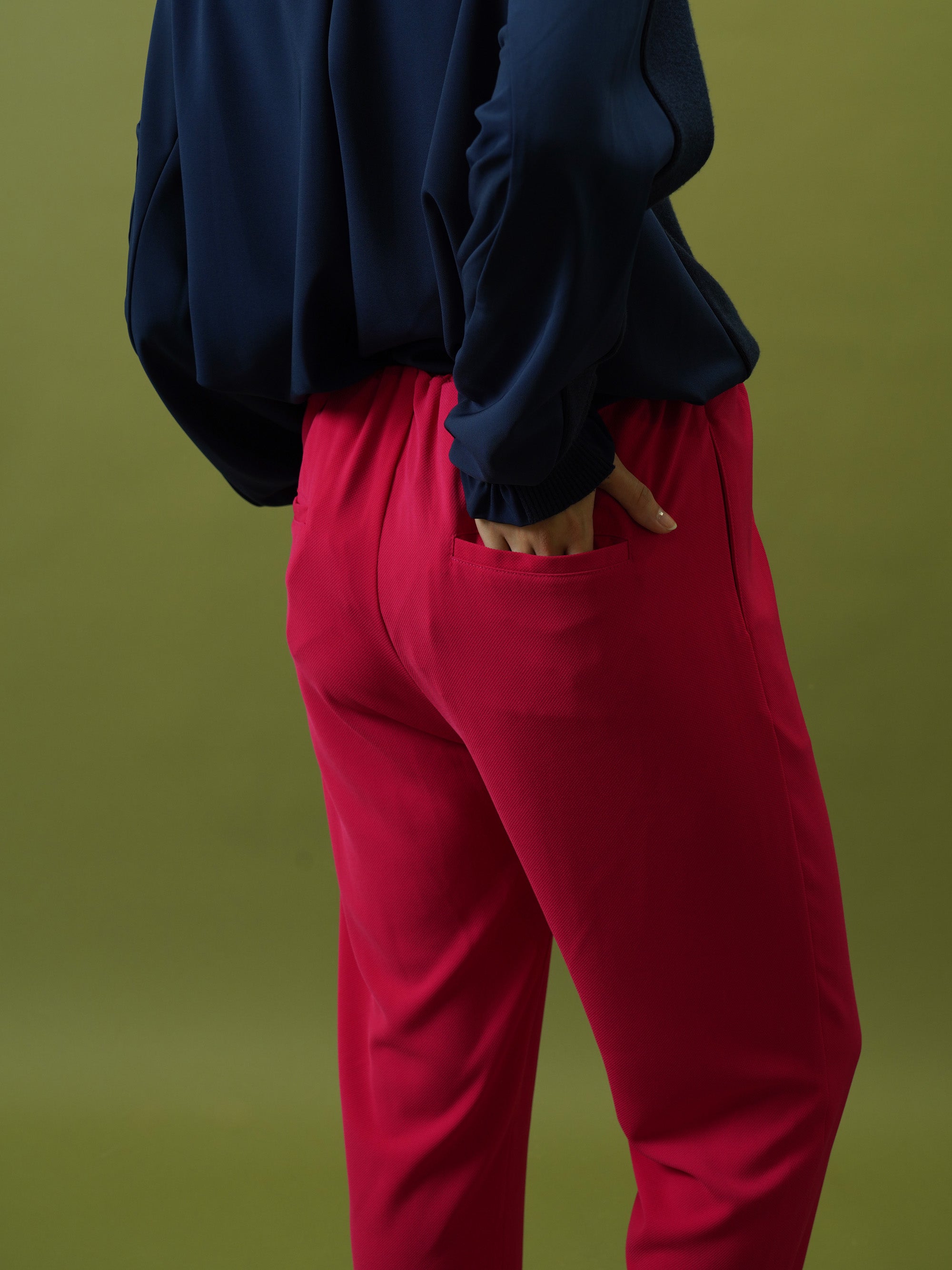 waist gather color tapered pants