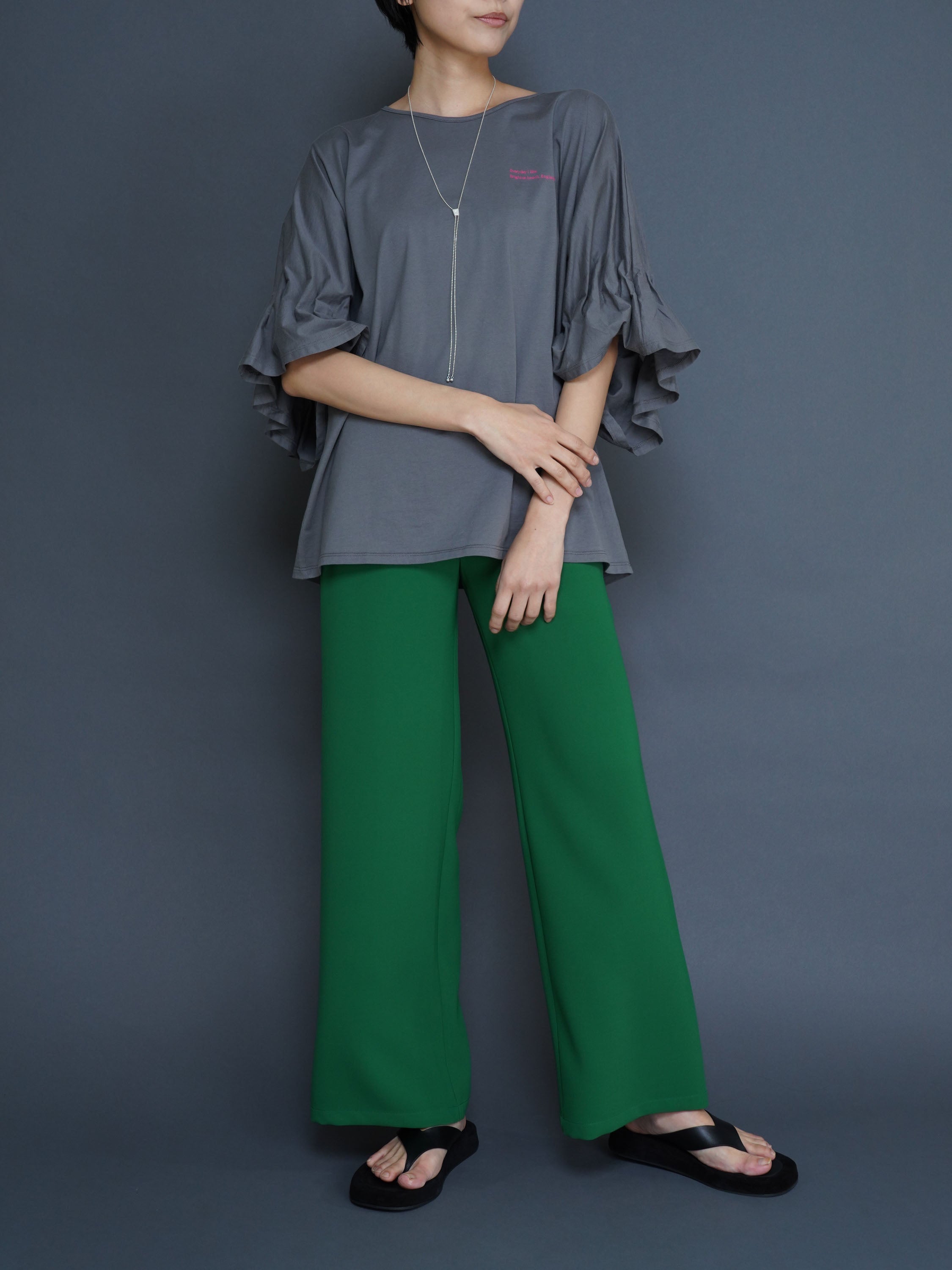 gather wide sleeve cut blouse