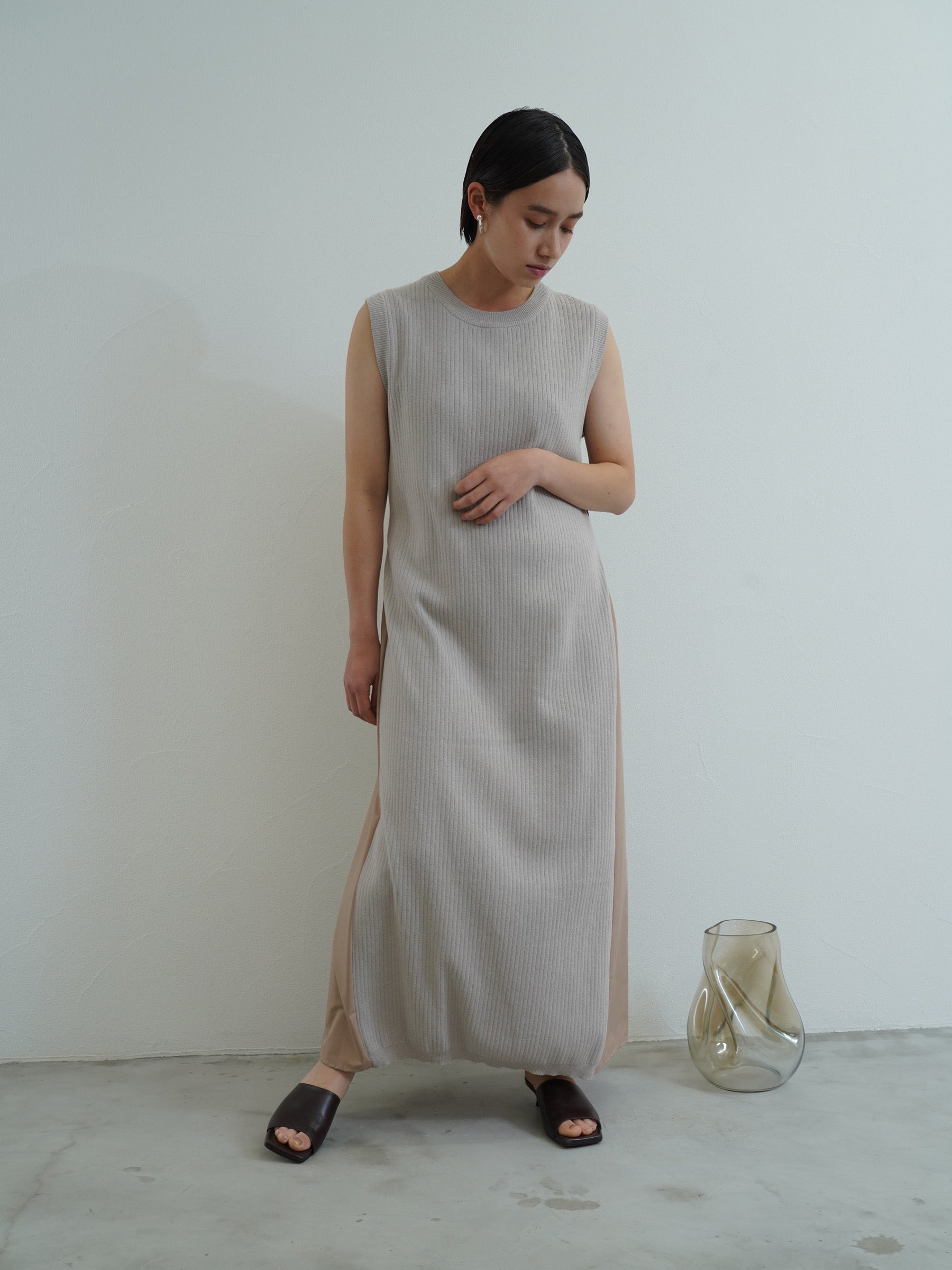 fabric cloth switching knit dress