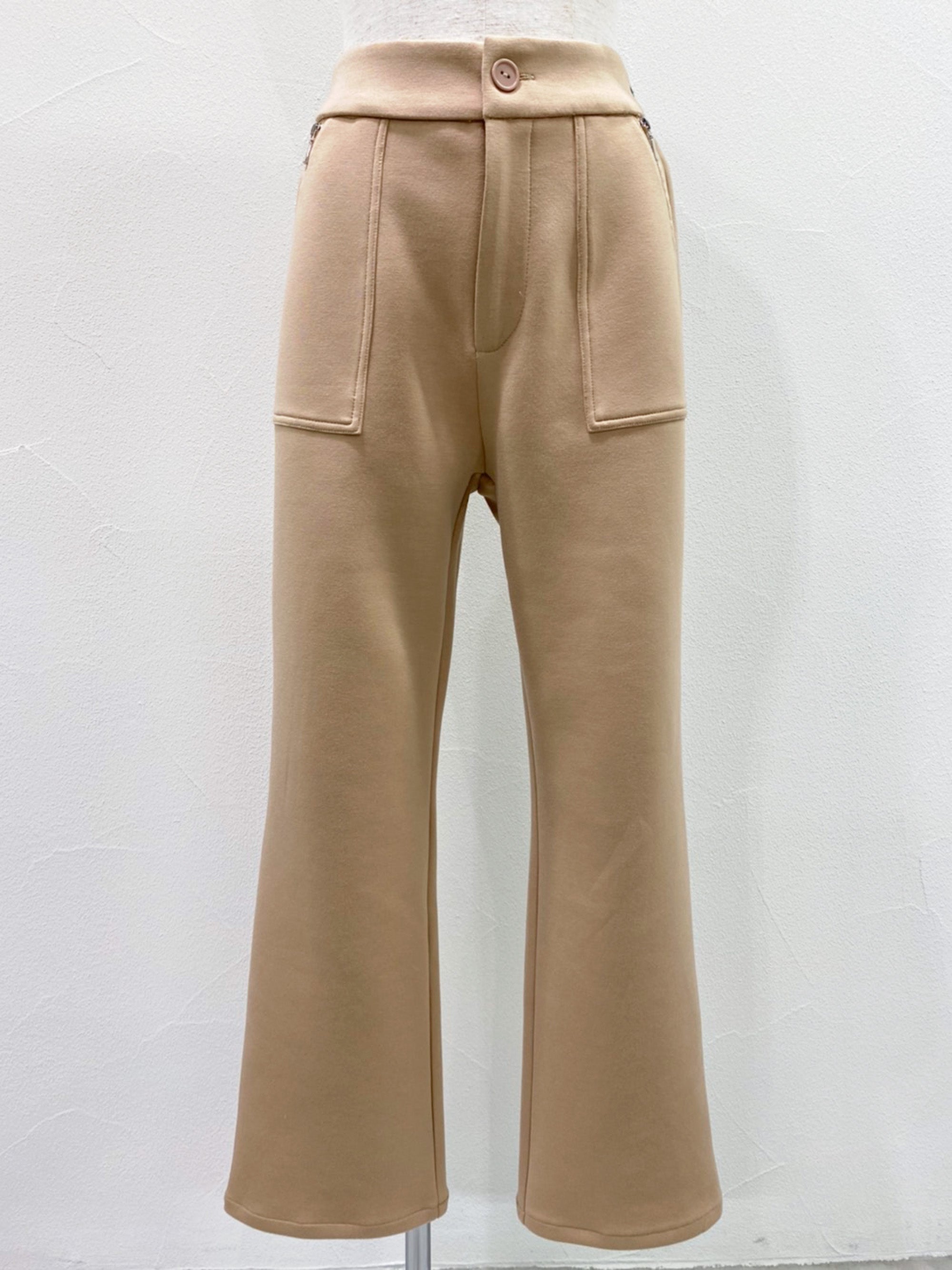 cardboard knit semi flare pants